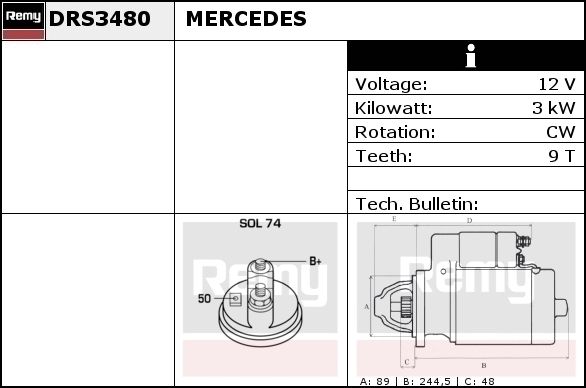 DELCO REMY Starter DRS3505